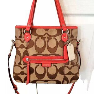 Coach Daisy Outline Signature Mia Crossbody Beige/ Persimmon F23940